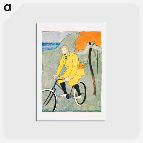 アートポストカード-Man riding bicycle - エドワード ペンフィールド Postcard.