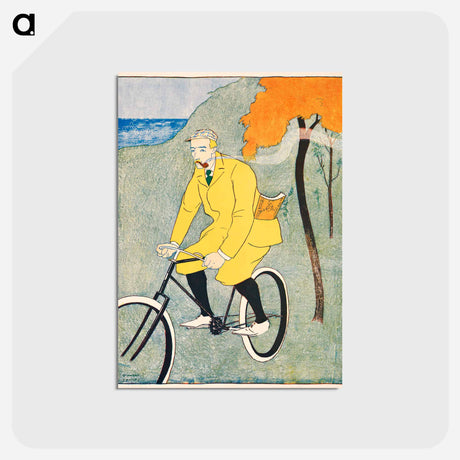 アートポストカード-Man riding bicycle - エドワード ペンフィールド Postcard.