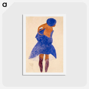 アートポストカード-Standing Girl, Back View - エゴン シーレ Postcard.