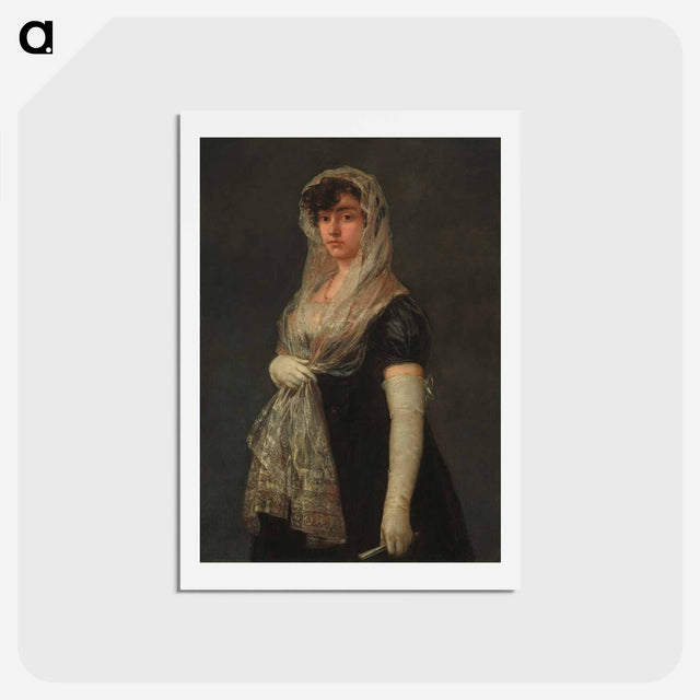アートポストカード-Young Lady Wearing a Mantilla and Basquina - フランシスコ デ ゴヤ Postcard.