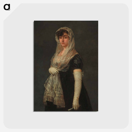 アートポストカード-Young Lady Wearing a Mantilla and Basquina - フランシスコ デ ゴヤ Postcard.