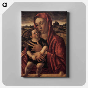 アートパネル-Madonna, with Child Standing on a Parapet - ジョヴァンニ ベッリーニ Canvas.