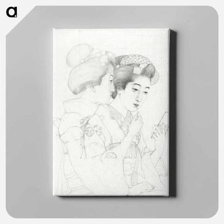 アートパネル-Woman Holding a Lip Brush
 - 橋口 五葉 Canvas.