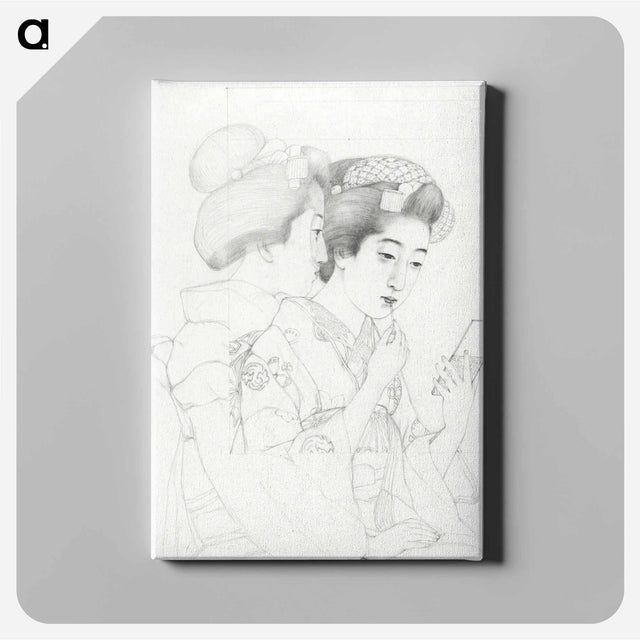 アートパネル-Woman Holding a Lip Brush
 - 橋口 五葉 Canvas.