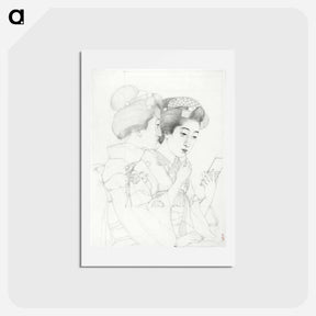 アートポストカード-Woman Holding a Lip Brush
 - 橋口 五葉 Postcard.