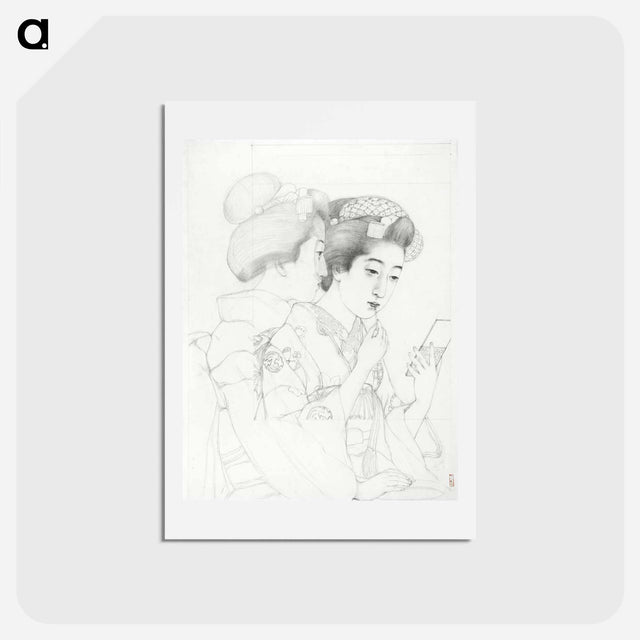 アートポストカード-Woman Holding a Lip Brush
 - 橋口 五葉 Postcard.