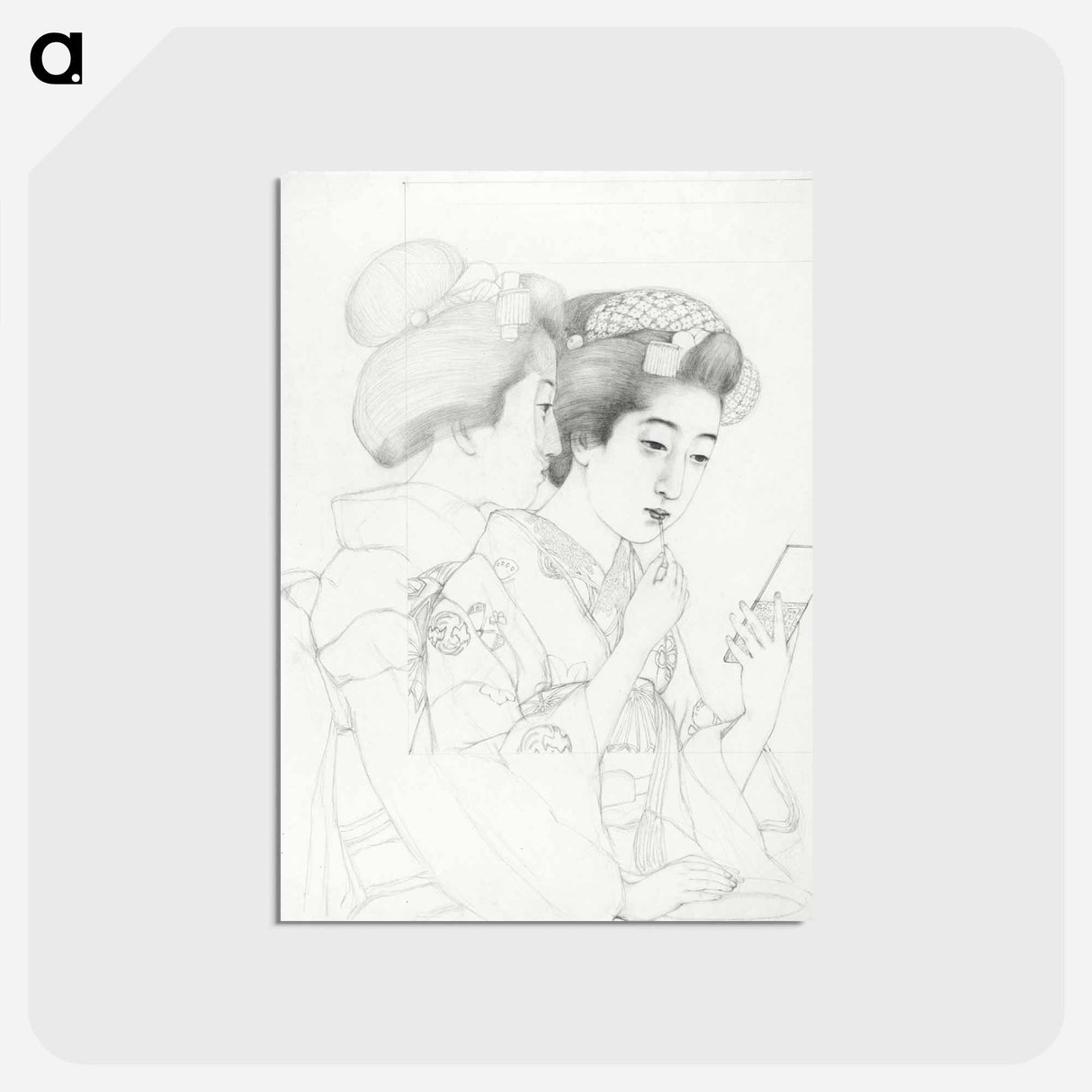 アートポストカード-Woman Holding a Lip Brush
 - 橋口 五葉 Postcard.
