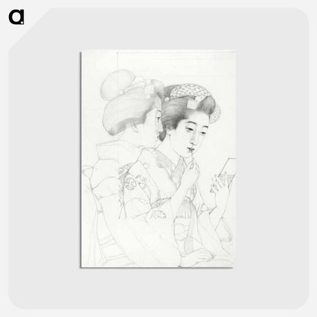 アートポストカード-Woman Holding a Lip Brush
 - 橋口 五葉 Postcard.