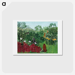 アートポストカード-Tropical Forest with Monkeys - アンリ ルソー Postcard.