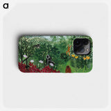 Tropical Forest with Monkeys - Henri Rousseau Phone Case.