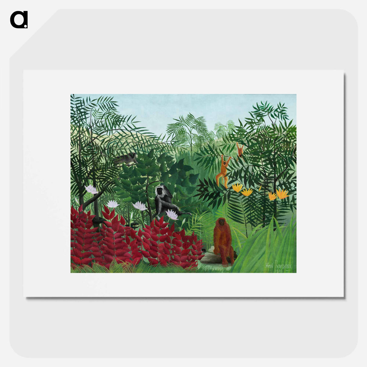 アートポスター-Tropical Forest with Monkeys - アンリ ルソー Poster.