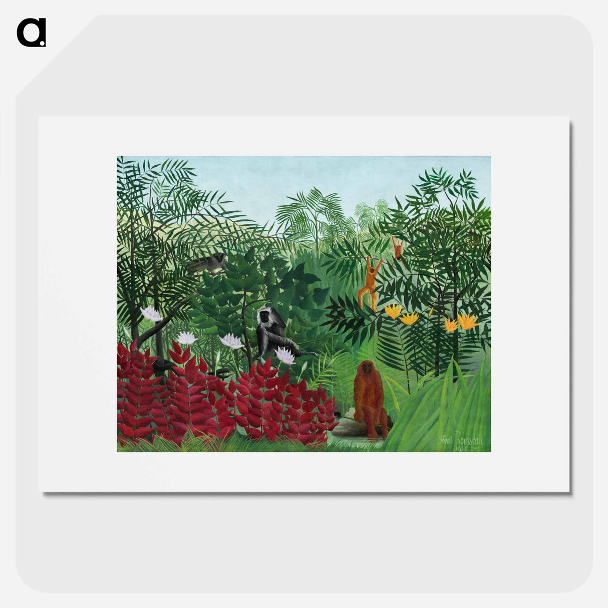 Tropical Forest with Monkeys - Henri Rousseau Poster.