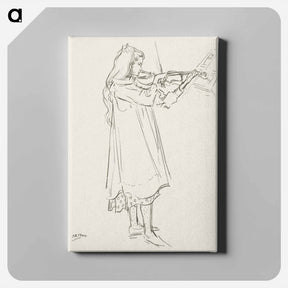アートパネル-Girl playing the violin - ヤン・トゥーロップ Canvas.