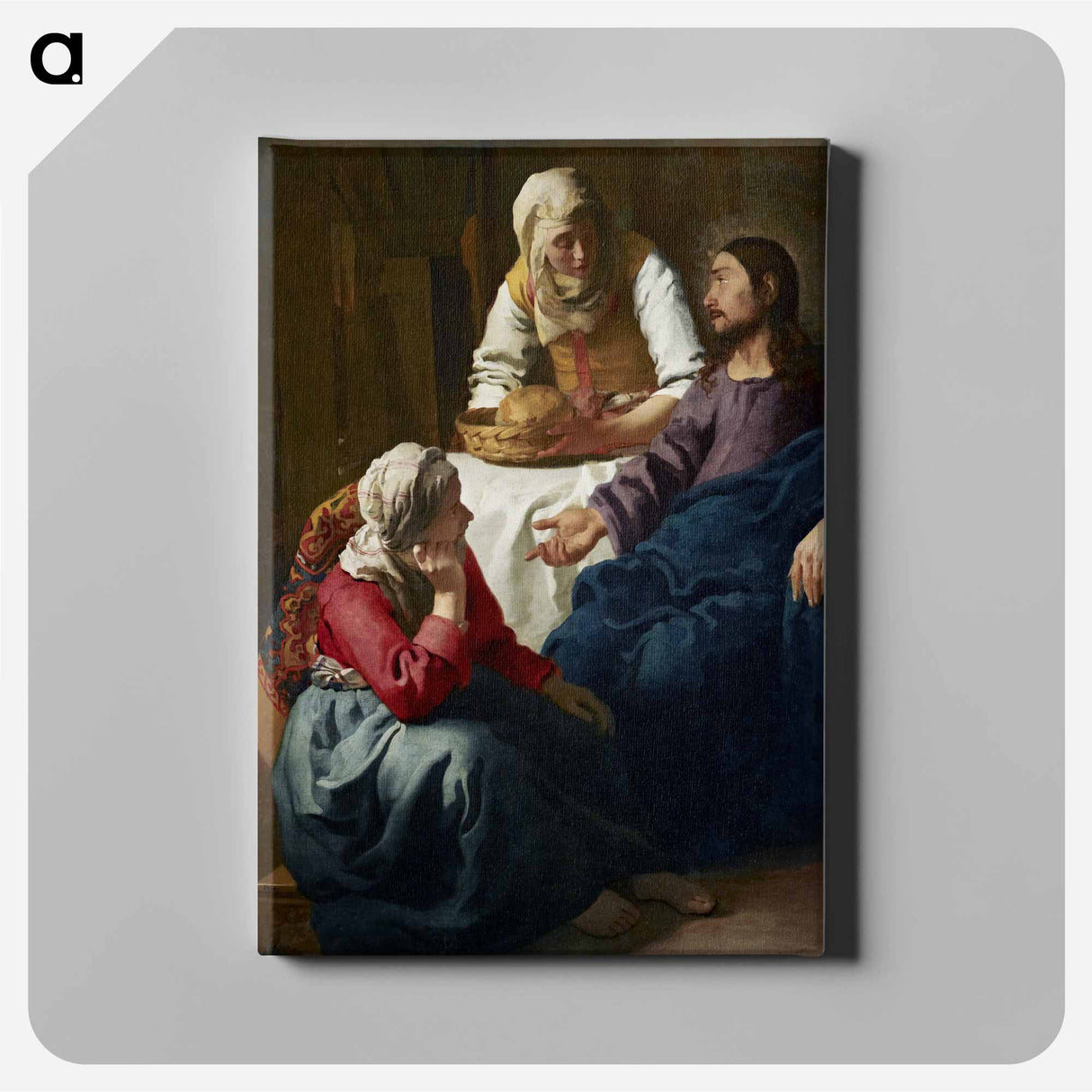 Christ in the House of Martha and Mary - ヨハネス フェルメール Canvas.