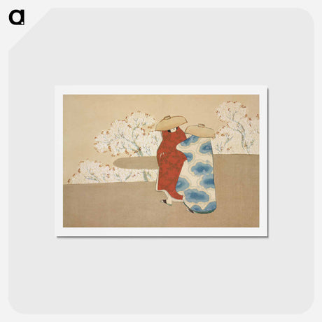 アートポストカード-Hanami season from Momoyogusa–Flowers of a Hundred Generations by Kamisaka Sekka - 神坂 雪佳 Postcard.