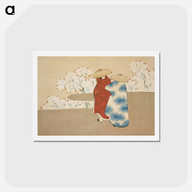 アートポストカード-Hanami season from Momoyogusa–Flowers of a Hundred Generations by Kamisaka Sekka - 神坂 雪佳 Postcard.