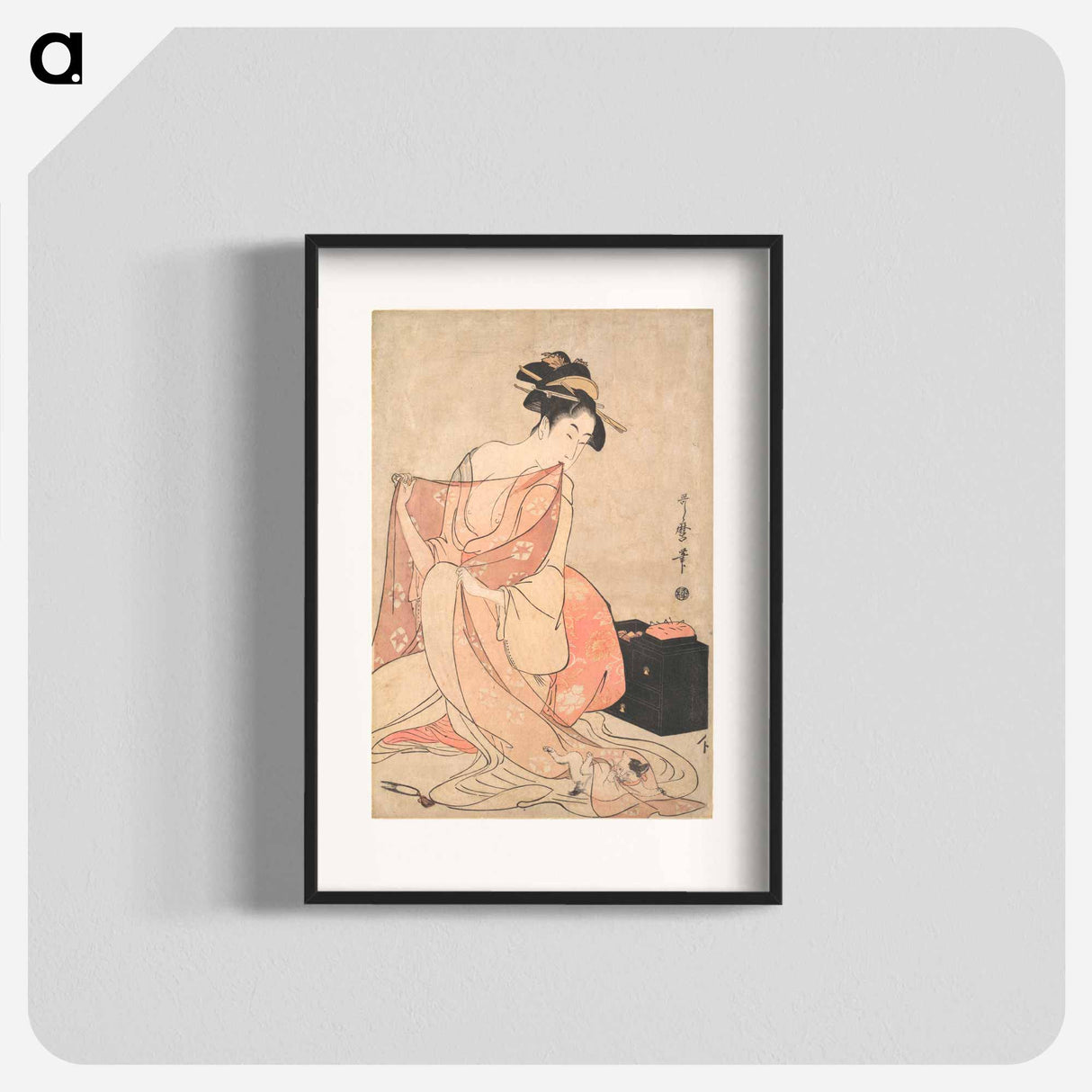 A Woman and a Cat - 喜多川 歌麿 Poster.