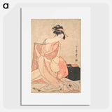 A Woman and a Cat - 喜多川 歌麿 Poster.