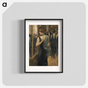 アートポスター-Lady in black evening dress with green scarf - レッサー ユリィ Poster.