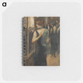 アートメモ帳-Lady in black evening dress with green scarf - レッサー ユリィ Memo.
