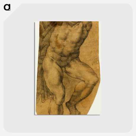 アートポストカード-Ascending Male Nude - ミケランジェロ ブオナローティ Postcard.