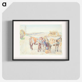 アートポスター-Horses in the Field
 - ピーター ハンセン Poster.