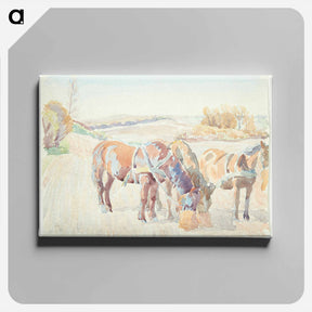 アートパネル-Horses in the Field
 - ピーター ハンセン Canvas.