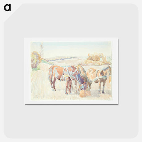 アートポストカード-Horses in the Field
 - ピーター ハンセン Postcard.