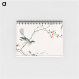 アートメモ帳-Brown-eared Bulbul and Dioecious Holly
 - 鳥類図鑑 Memo.
