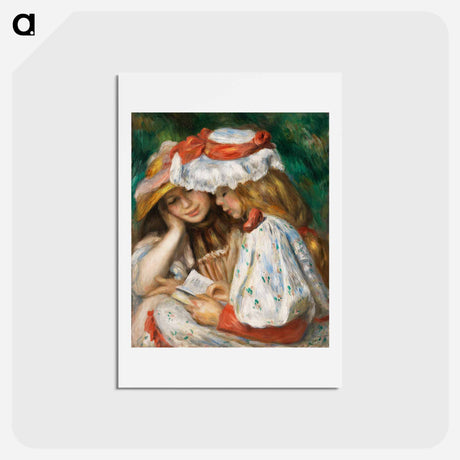 アートポストカード-Two Girls Reading - ピエール オーギュスト ルノワール Postcard.