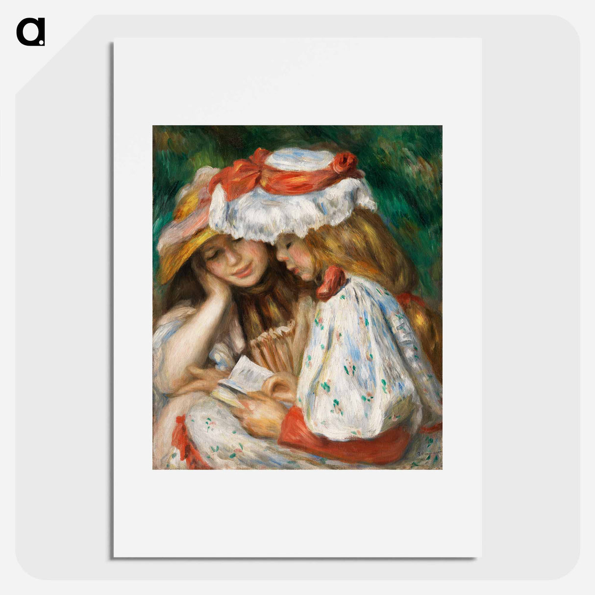 Two Girls Reading - Pierre-Auguste Renoir Poster.