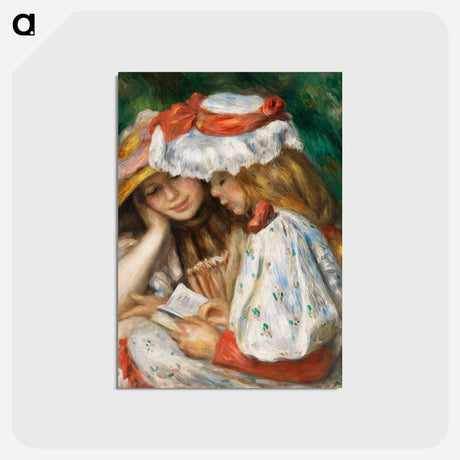 アートポストカード-Two Girls Reading - ピエール オーギュスト ルノワール Postcard.