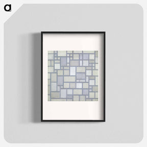 アートポスター-Composition in bright colors with gray lines - ピエト モンドリアン Poster.