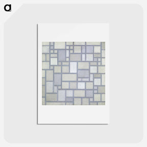 アートポストカード-Composition in bright colors with gray lines - ピエト モンドリアン Postcard.