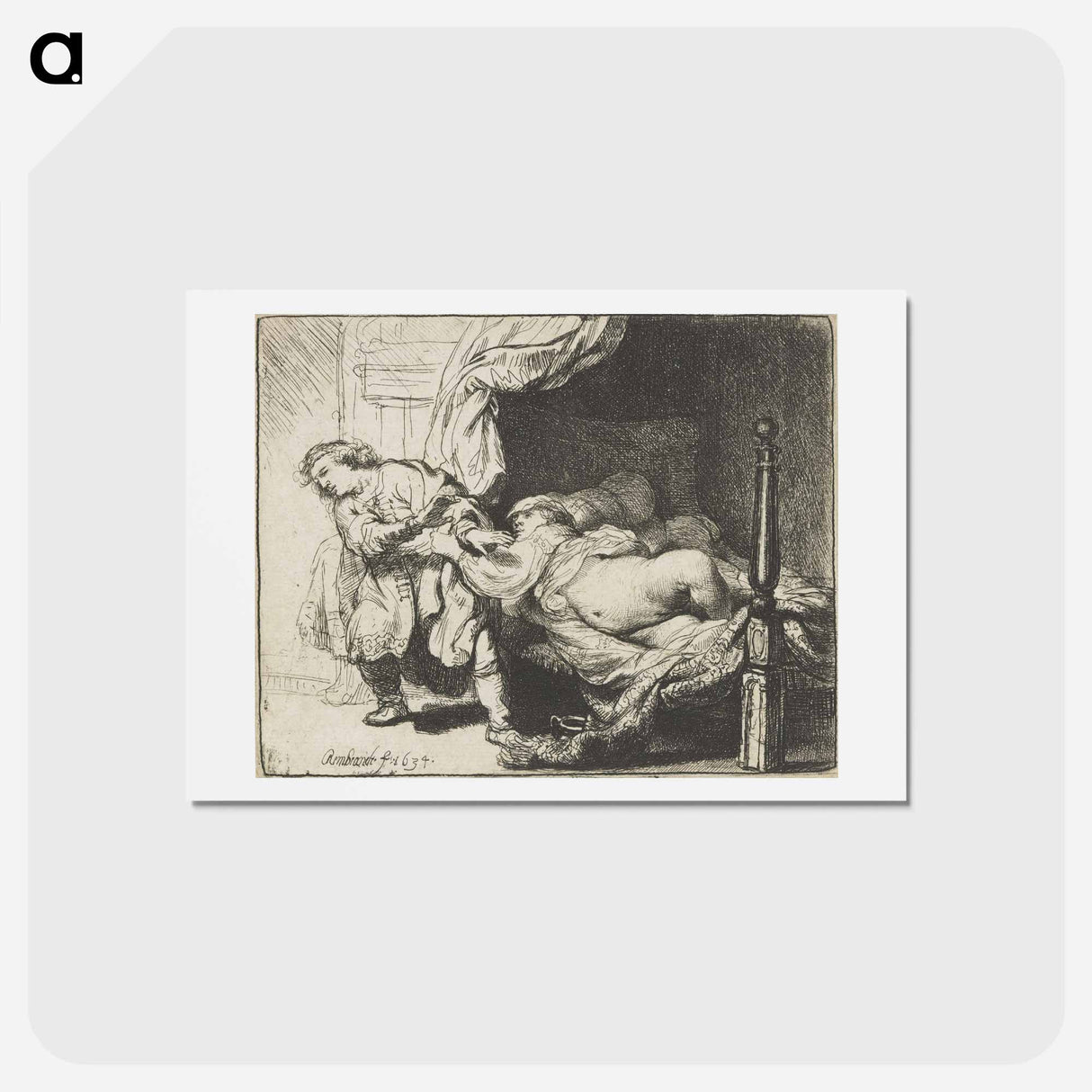アートポストカード-Joseph and Potiphar's wife - レンブラント ファン レイン Postcard.