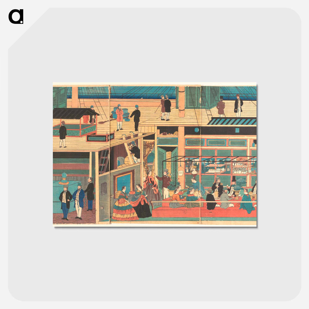 アートポストカード-Interior of an American Steamship - 歌川よしかず Postcard.