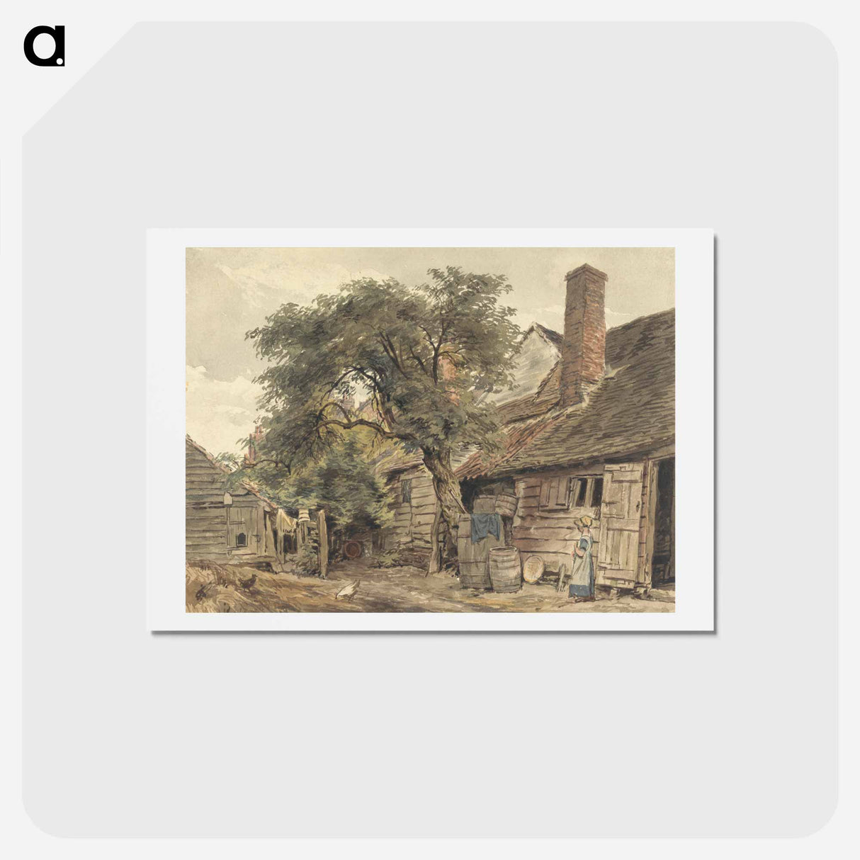 アートポストカード-Backyard of a Cottage - ウィリアム ヘンリー ハント Postcard.