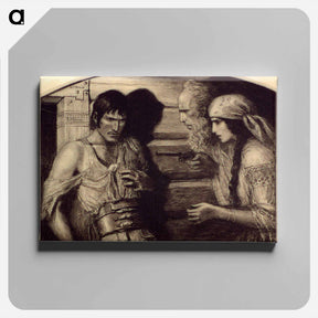アートパネル-Old man and girl in Slav costume pointing pistol at man by Wladyslaw Theodore Benda - ウワディスワフ テオドール ベンダ Canvas.