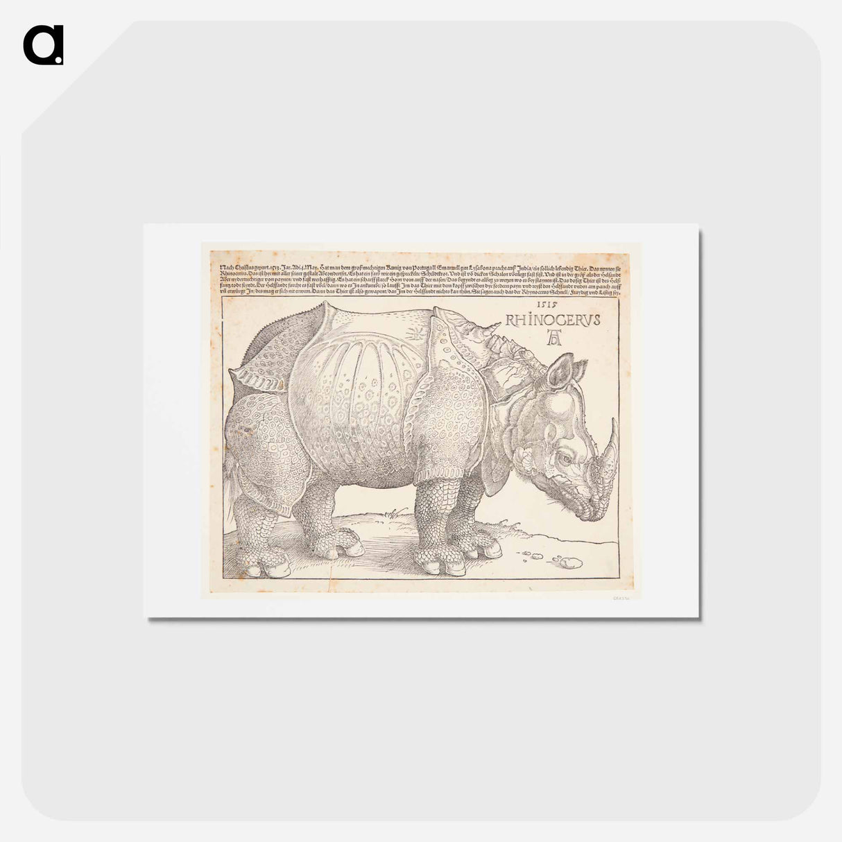 アートポストカード-The rhinoceros - アルブレヒト デューラー Postcard.