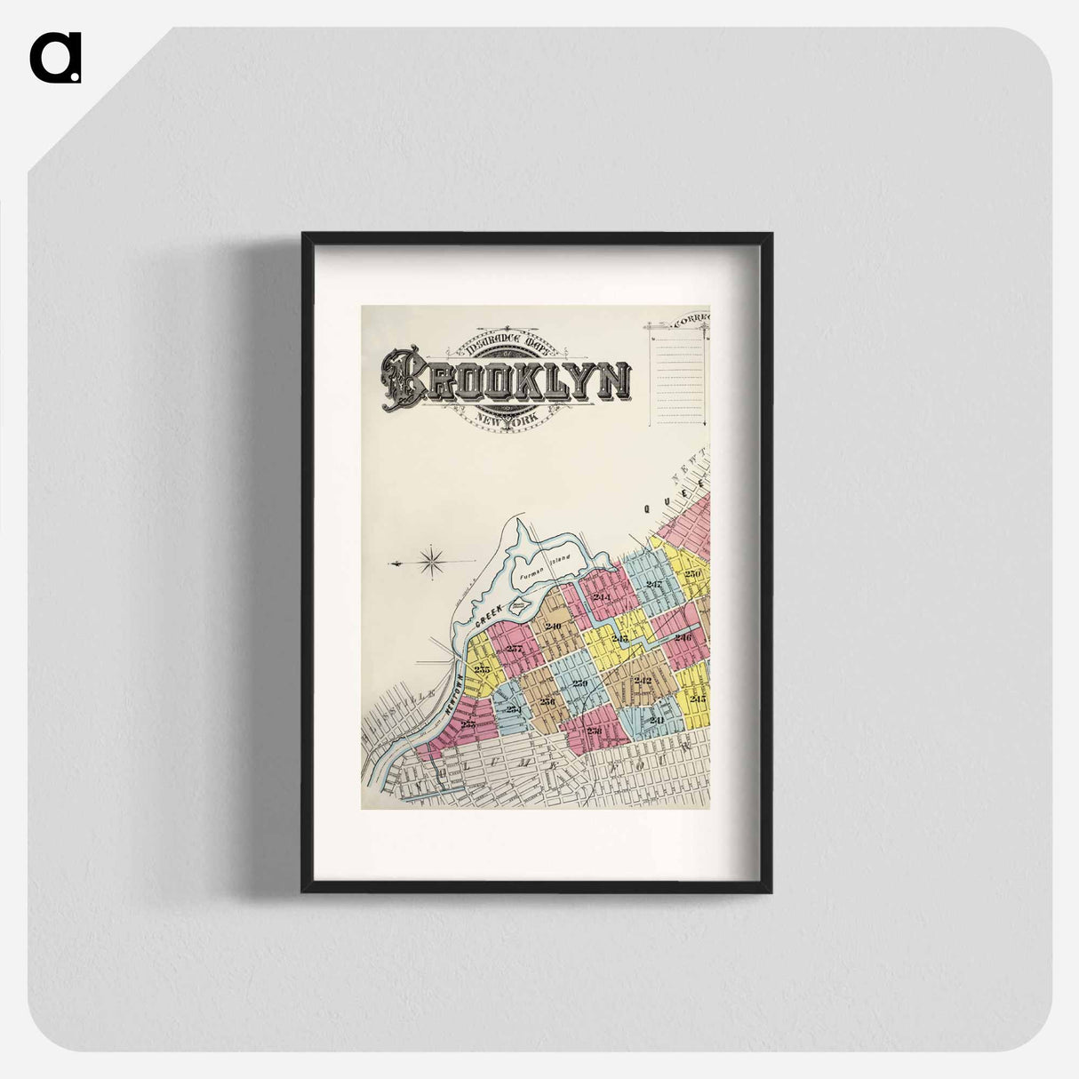 Sanborn Fire Insurance Map from Brooklyn, Kings County, New York - アンティーク地図 Poster.