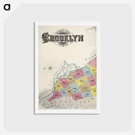 アートポストカード-Sanborn Fire Insurance Map from Brooklyn, Kings County, New York - アンティーク地図 Postcard.
