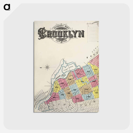 アートポストカード-Sanborn Fire Insurance Map from Brooklyn, Kings County, New York - アンティーク地図 Postcard.
