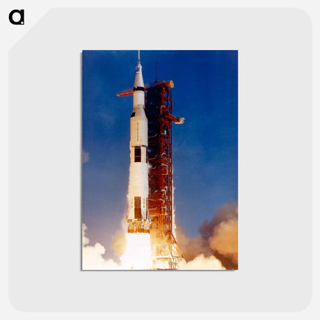 アートポストカード-Saturn V launch vehicle - アポロ月面着陸 Postcard.