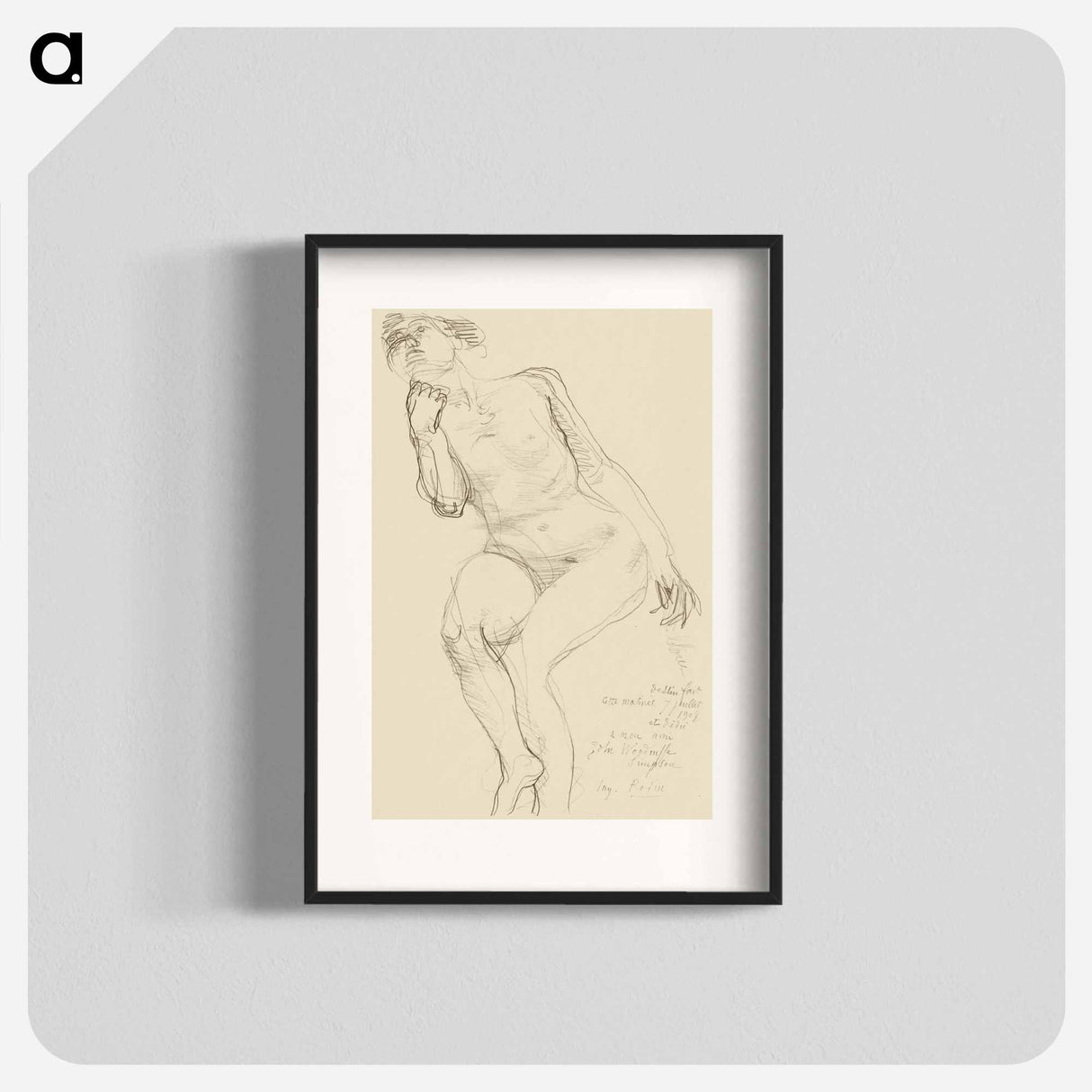 Seated Female Nude Leaning to the Left - Auguste Rodin Poster.