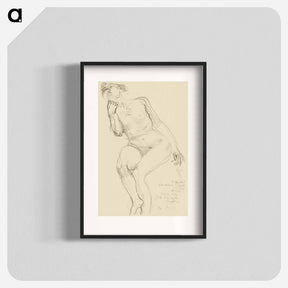 アートポスター-Seated Female Nude Leaning to the Left - オーギュスト ロダン Poster.