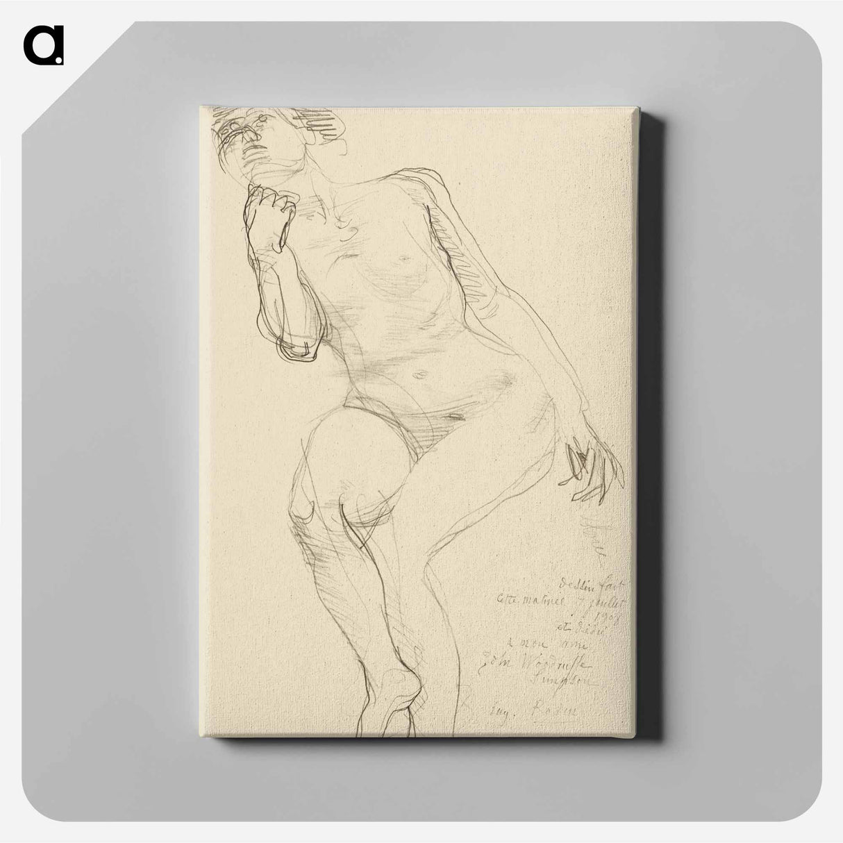 Seated Female Nude Leaning to the Left - Auguste Rodin Canvas.