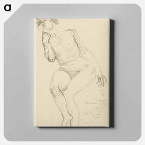 アートパネル-Seated Female Nude Leaning to the Left - オーギュスト ロダン Canvas.