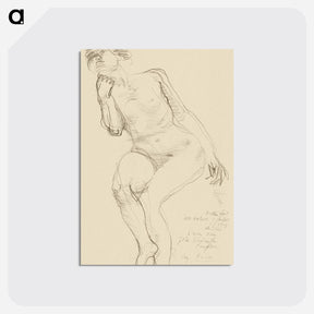 アートポストカード-Seated Female Nude Leaning to the Left - オーギュスト ロダン Postcard.
