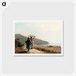 アートポストカード-Two Women Chatting by the Sea - カミーユ ピサロ Postcard.