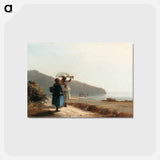 アートポストカード-Two Women Chatting by the Sea - カミーユ ピサロ Postcard.